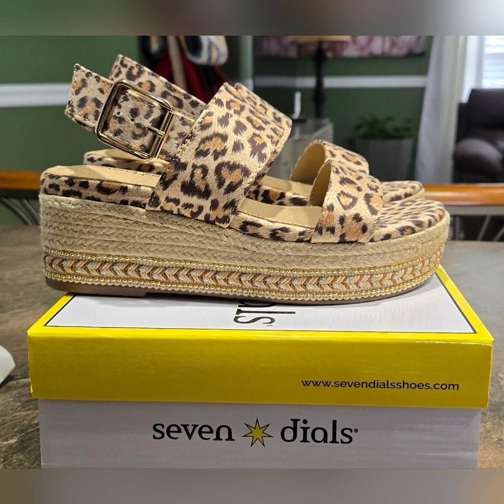 Seven Dials Leopard Print Espadrille Wedges #756 - Picture 4 of 11